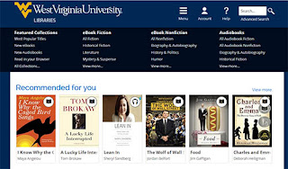 Screenshot of the WVU Libraries Overdrive page