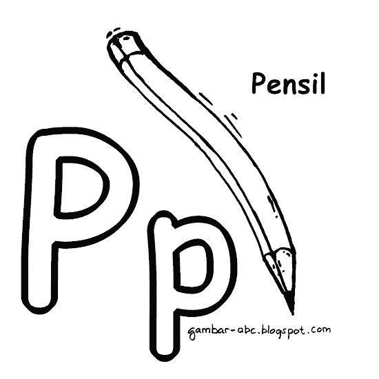 gambar mewarnai huruf p pensil