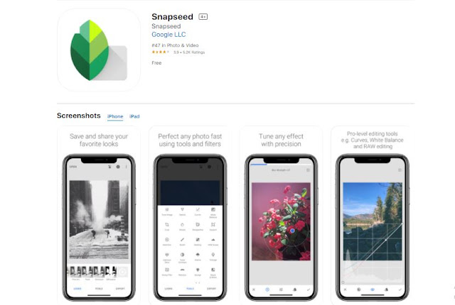 Snapseed screenshot on IOS App store