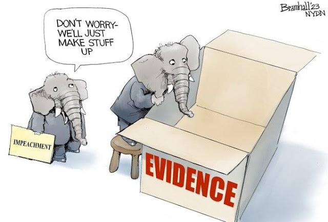 Republican Elephant looks in big empty box labeled 