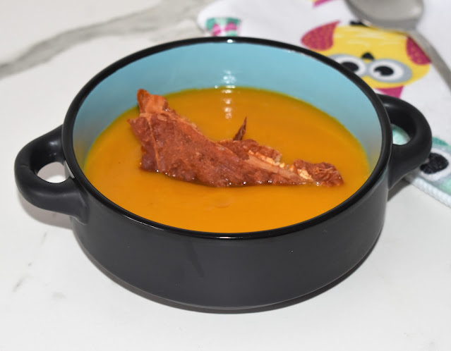 Crema de calabaza y boniato asado