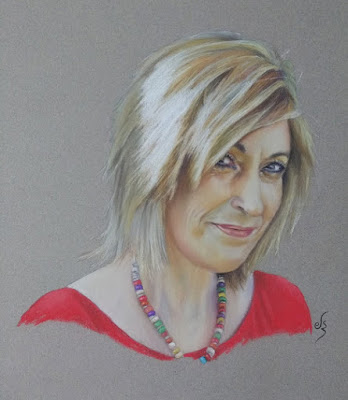 Retrato a pastel de una mujer