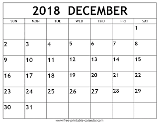 Free Printable Calendar December 2018