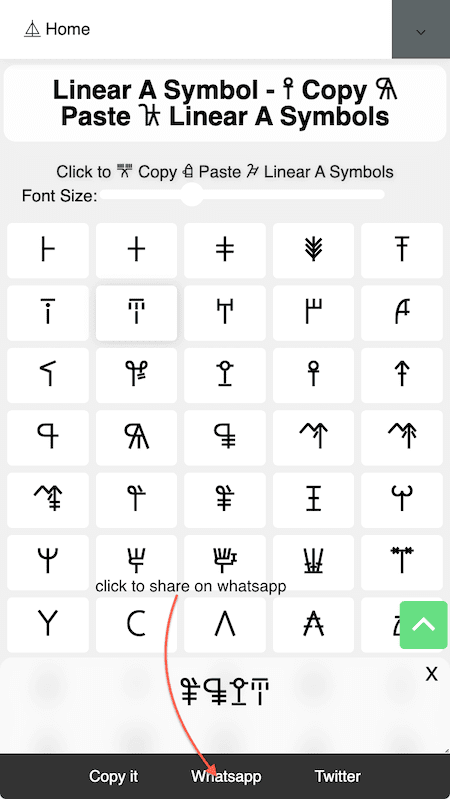 How to Share 𐝔 Linear A Symbol On Whatsapp?