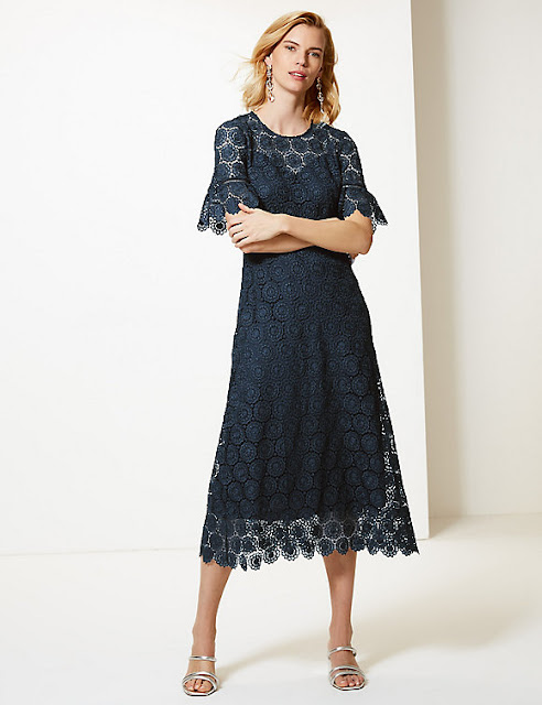 marks and Spencer lace waisted midi dress