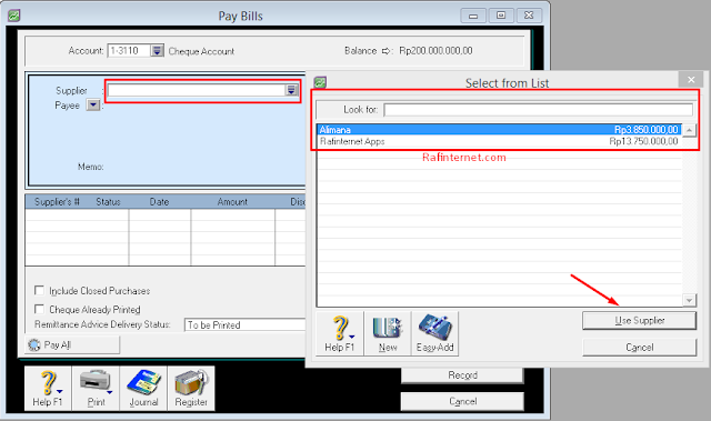 Cara mencatat pelunasan tagihan / invoice pada myob