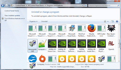 uninstall Newpoptab adware via Control Panel