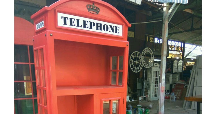  LEMARI RAK BUKU KAYU TELEPON LONDON LEMARI TELEPHONE 