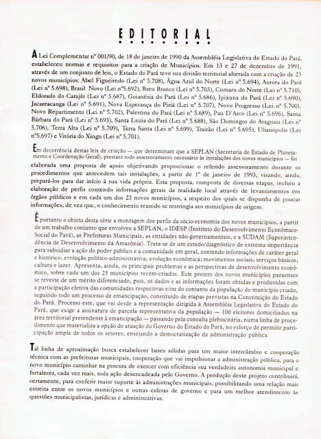 REVISTA NOVOS MUNICÍPIOS PARAENSES - MUNICÍPIO DE JACAREACANGA – 1993