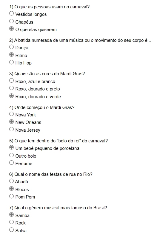 Quiz mais prêmios