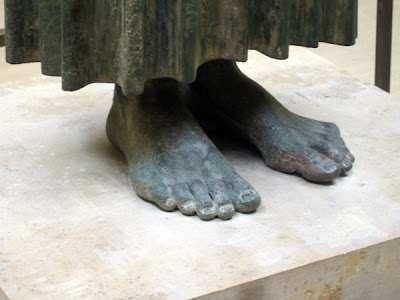 The feet of the driver