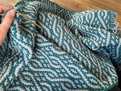 Mosaic crochet blanket in progress