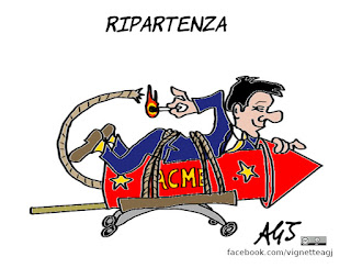 ripartenza, riaperture, conte, acme, economia, fase 2, vignetta, satira