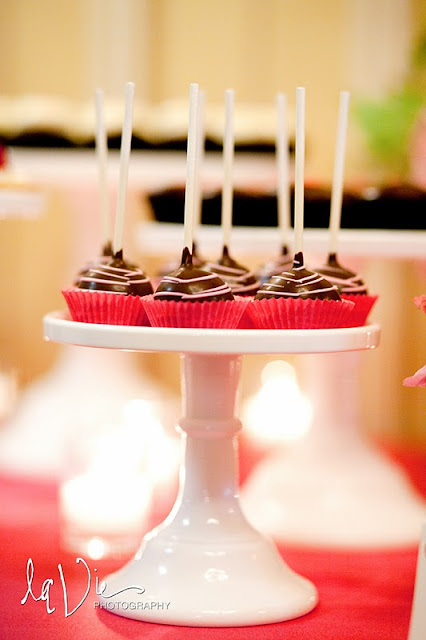 Dessert Table Cake Lollipops with Pink Striping