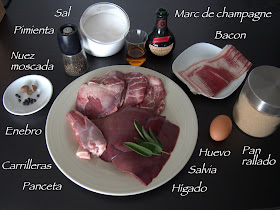 Terrina provenzal de cerdo, hierbas aromáticas (salvia), especias (enebro) y forrada de bacon.