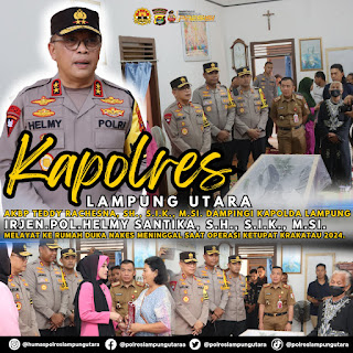 Kapolres Lampung Utara Dampingi Kapolda Lampung Melayat ke Rumah Duka Nakes Meninggal Saat Operasi Ketupat Krakatau 2024