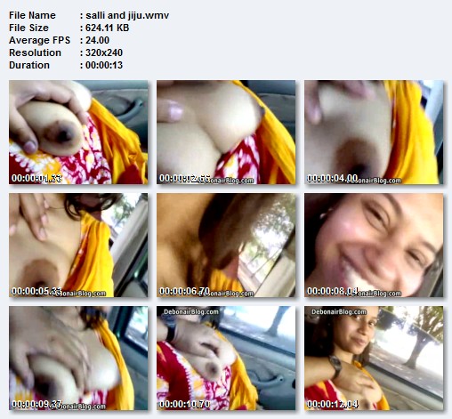 Naughty slut Saali exposing her juicy tits to Jija in car MMS Download