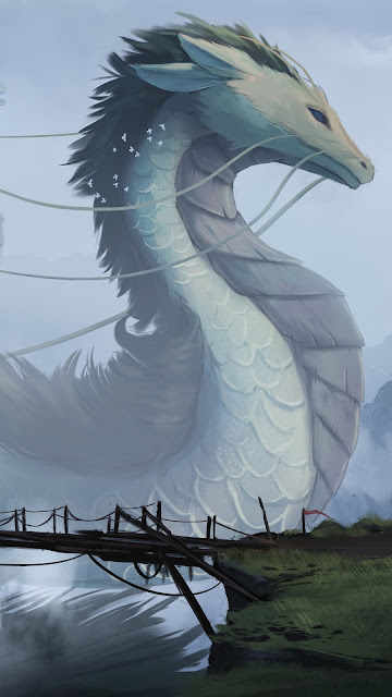 Fantasy, Dragons, Bridge, Landscape