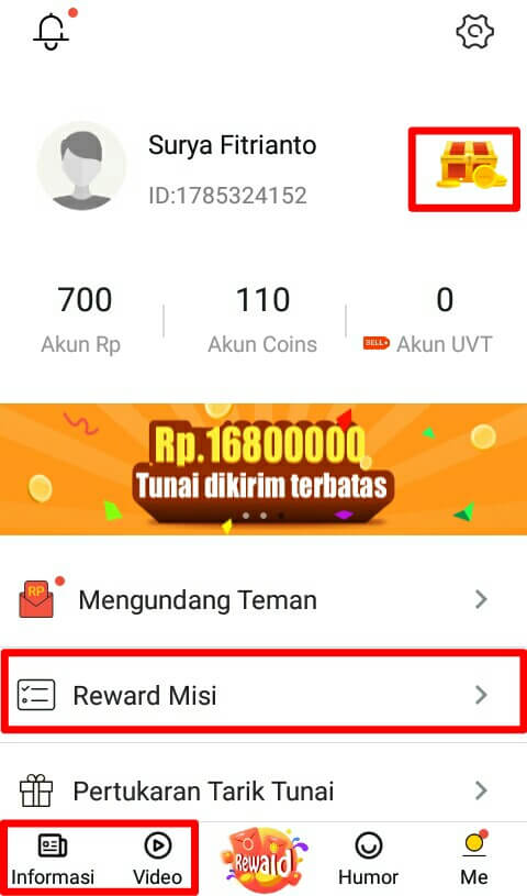 Untuk memperoleh Coins adalah dengan cara menyelesaikan misi pada pada menu "Reward Misi" yang berada didalam menu "Me". Selesaikan misi seperti menyelesaikan pertanyaan, memanggil teman, dan mengundang teman melalui link refferal dan menyuruh teman memasukkan kode refferal Anda.