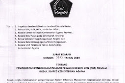 Surat Edaran Nomor 3293 Tahun 2019 Wacana Peningkatan Pengelolaan Naskah Pegawai Negeri Sipil (Pns) Melalui Modul Simpeg Kementerian Agama