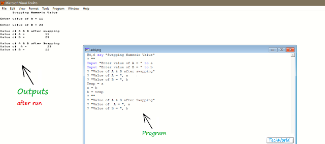 Program for Swapping the Variables in FoxPro