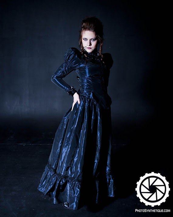 Steampunk Gothic Victorian Dark Blue Wedding Dress