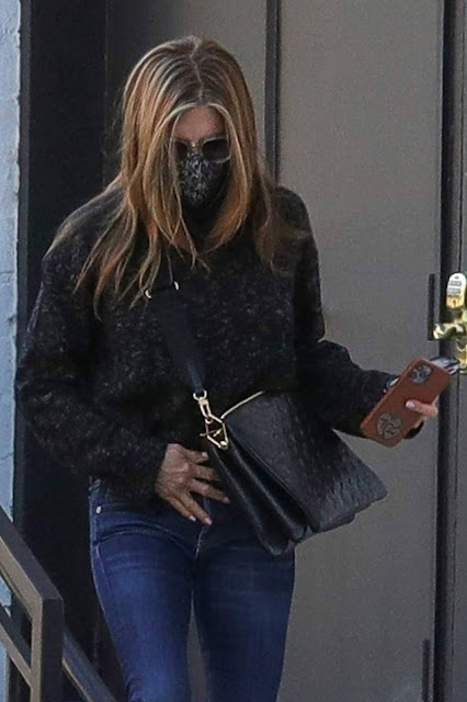 Jennifer Aniston she was seen leaving a hair salon in Beverly Hills