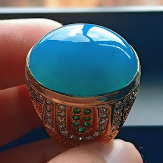 Batu Bacan Doko Blue HQ Ajib BC090 Majiko Biru Kental Glossy Ikatan Perak