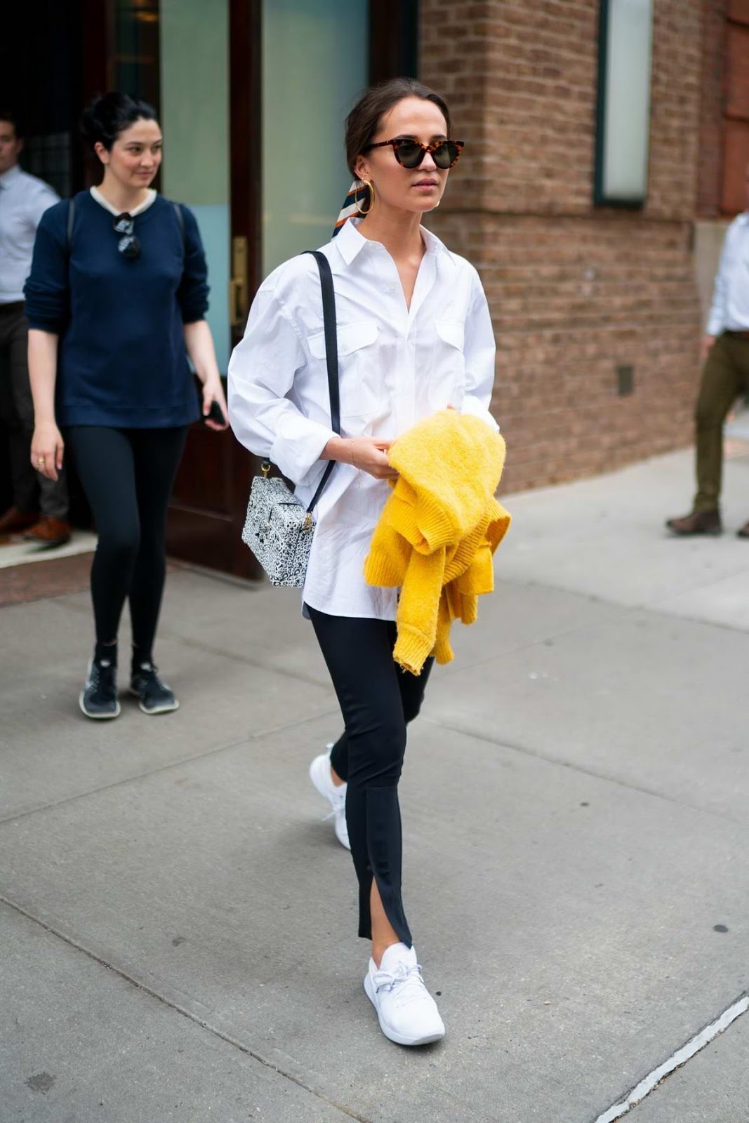 Alicia Vikander in White Shirt Style Out in New York City