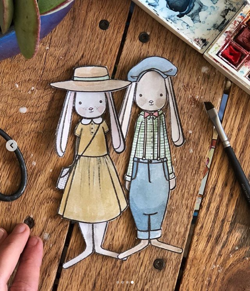 Paper Doll Bunnies from Kody Stewart Illustrations