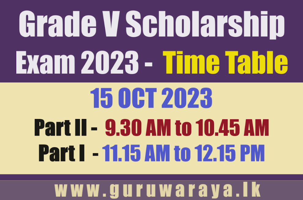 Grade V Scholarship Exam 2023 - Time Table