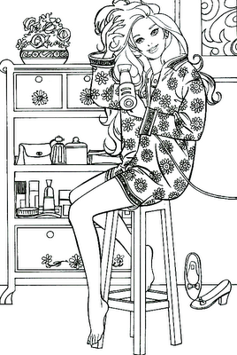 Ariel Coloring Pages on Fashionista Barbie Coloring Pages