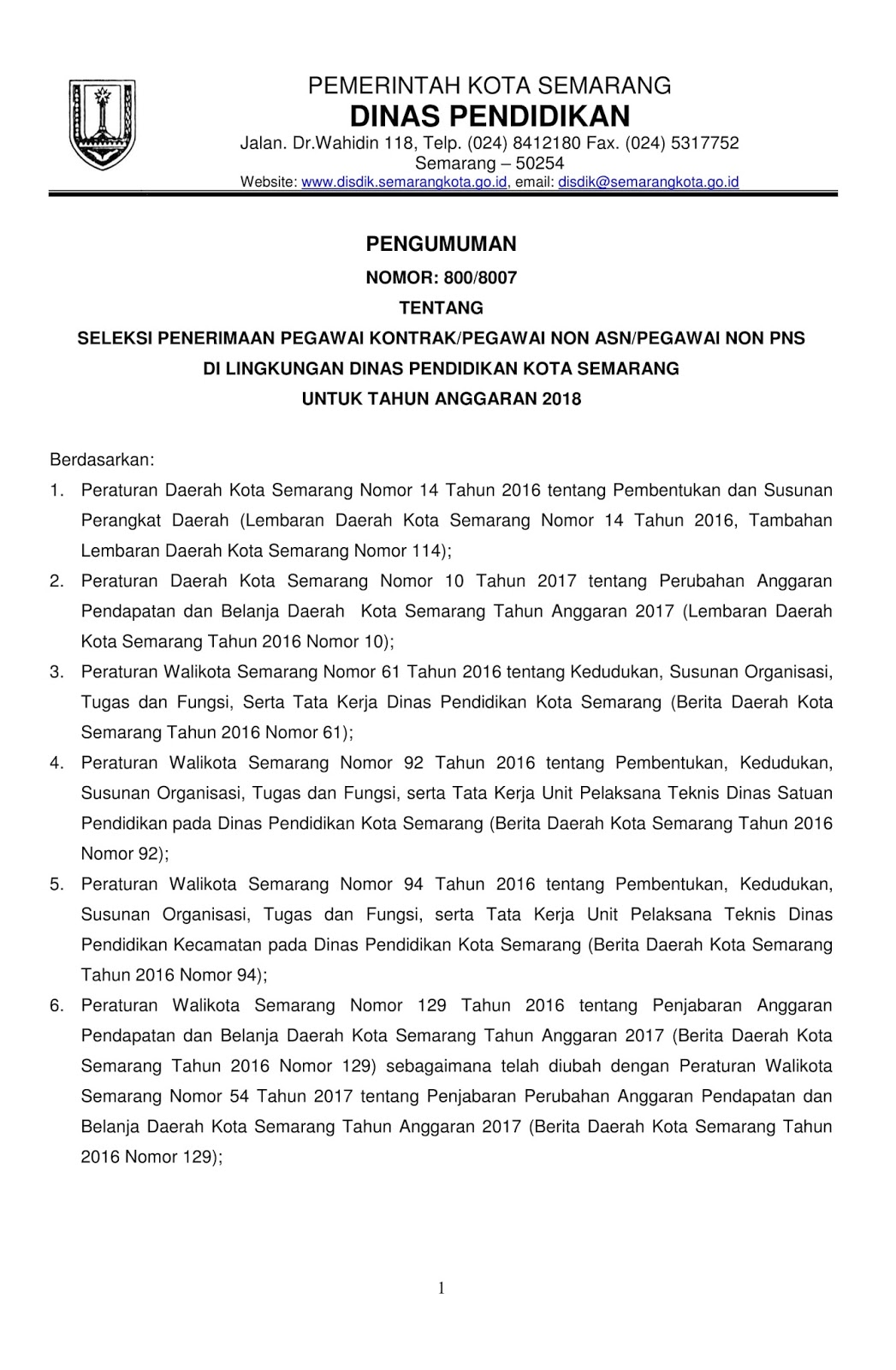 Lowongan Kerja Non PNS Dinas Pendidikan Besar Besaran Tahun 2017 [ 723 Formasi]  Rekrutmen 