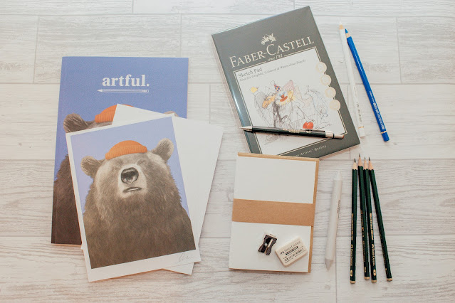 A flatlay of art stationery