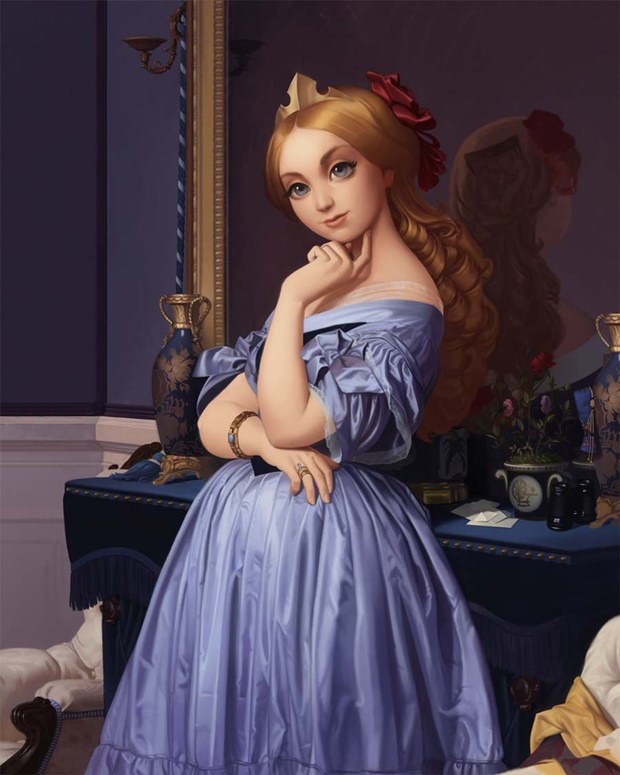 Princesas Disney em pinturas clássicas, Jessica Oyhenart, Disney, Ingres, Bela adormecida, Sleeping Beauty