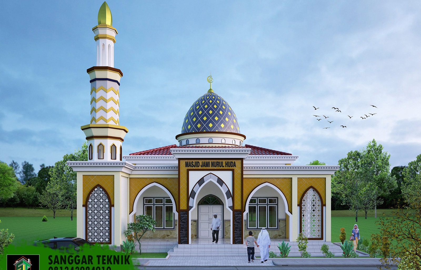  GAMBAR  MASJID  MODERN 10 x 10 METER TERAS  2 METER SANGGAR 