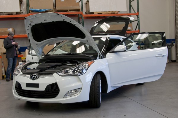2012 hyundai veloster white front angle view