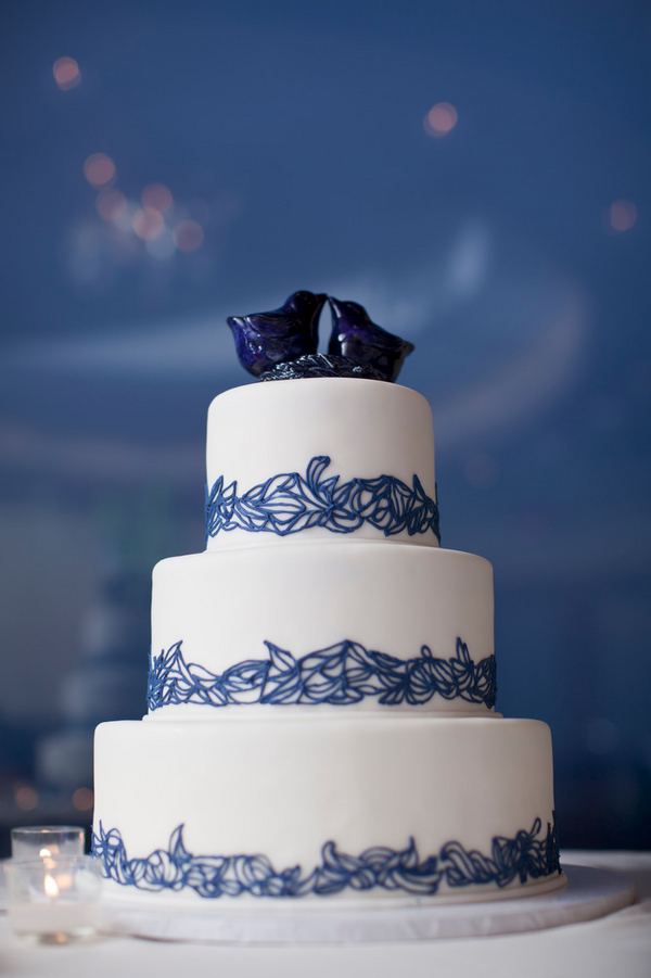 sunflower blue wedding cake
