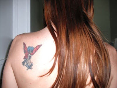 sweet tattoos for girls, fairy tattoo,  back shoulder tattoo, 