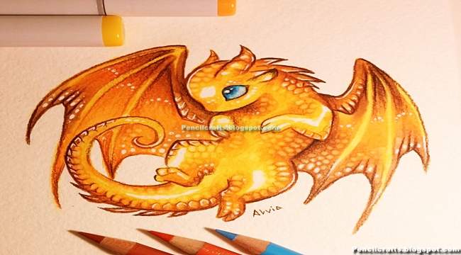 New Color Pencil Drawings Dragon