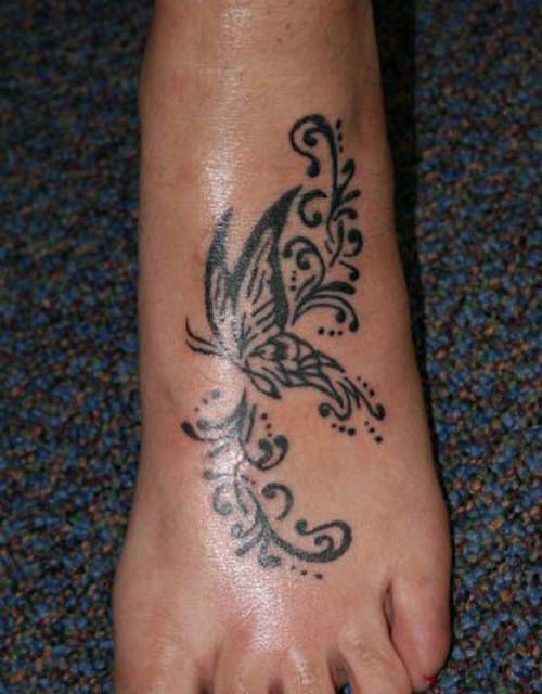 butterfly and star tattoos on feet. Tattoos Designs On Foot.