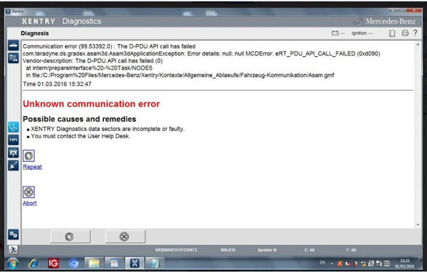 xentry-communication-error