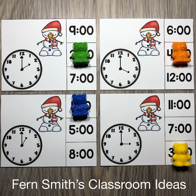 This January Time to the Hour Clip Card Bundle has FOUR different sets of Seasonal Clip Card Resources for Your Classroom!