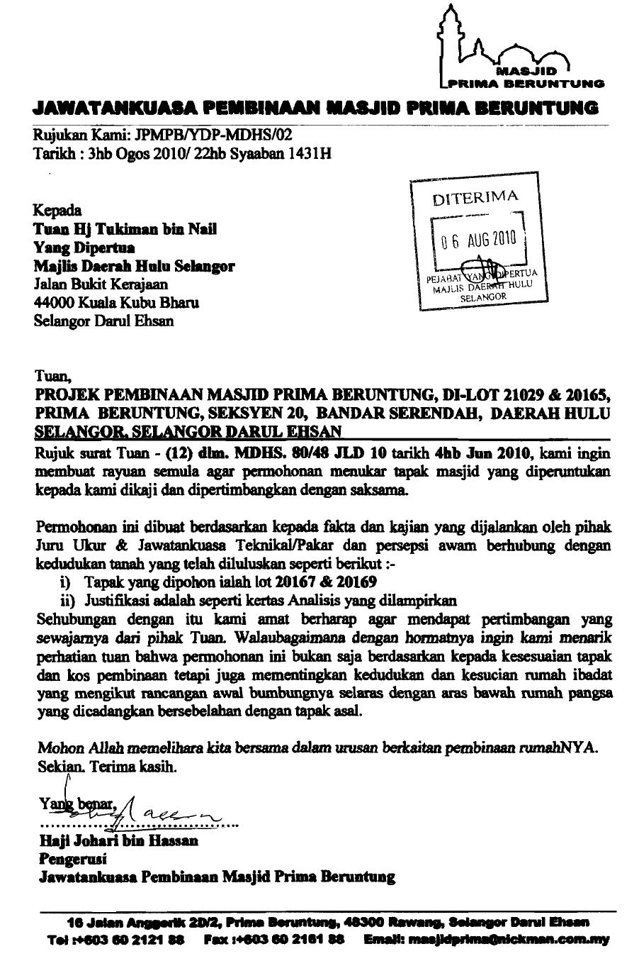 Surat Tunjuk Minat Projek Pembinaan