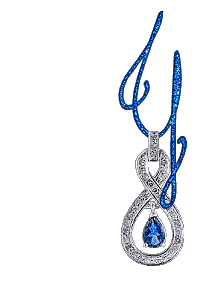 Abecedario Azul con Joyas Tintineando. Alphabet with Jewels.