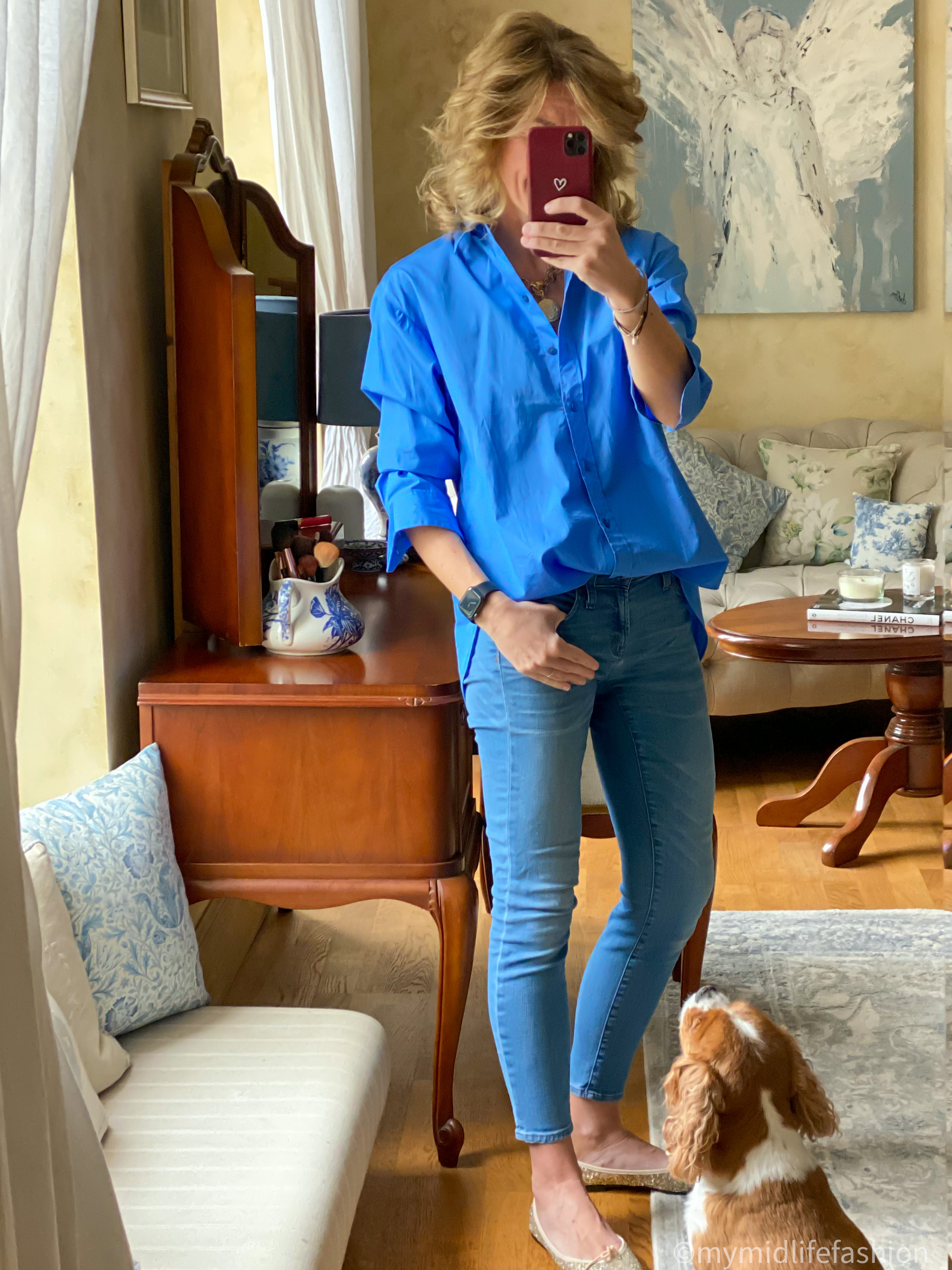 my midlife fashion, MASSIMO DUTTI oversized shirt, j crew 8 inch toothpick jeans, French sole India glitter ballet pumps