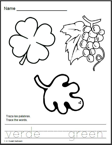 Learn Curriculum: Spanish Color Worksheets