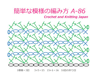 編み図：かぎ針編み・初心者さんのための簡単な模様の編み方 A-86 