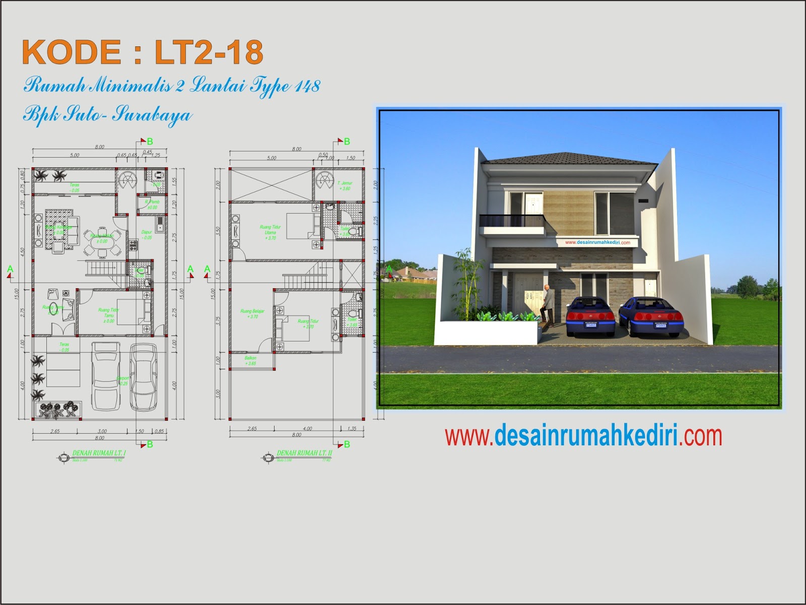 LT2 18 Rumah Minimalis Menawan 2 Lantai Bpk Suto Surabaya Jasa