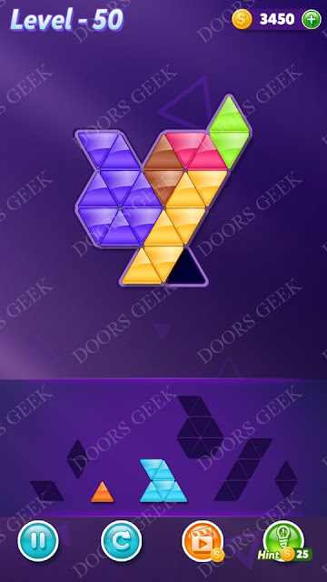 Block! Triangle Puzzle 6 Mania Level 50 Solution, Cheats, Walkthrough for Android, iPhone, iPad and iPod